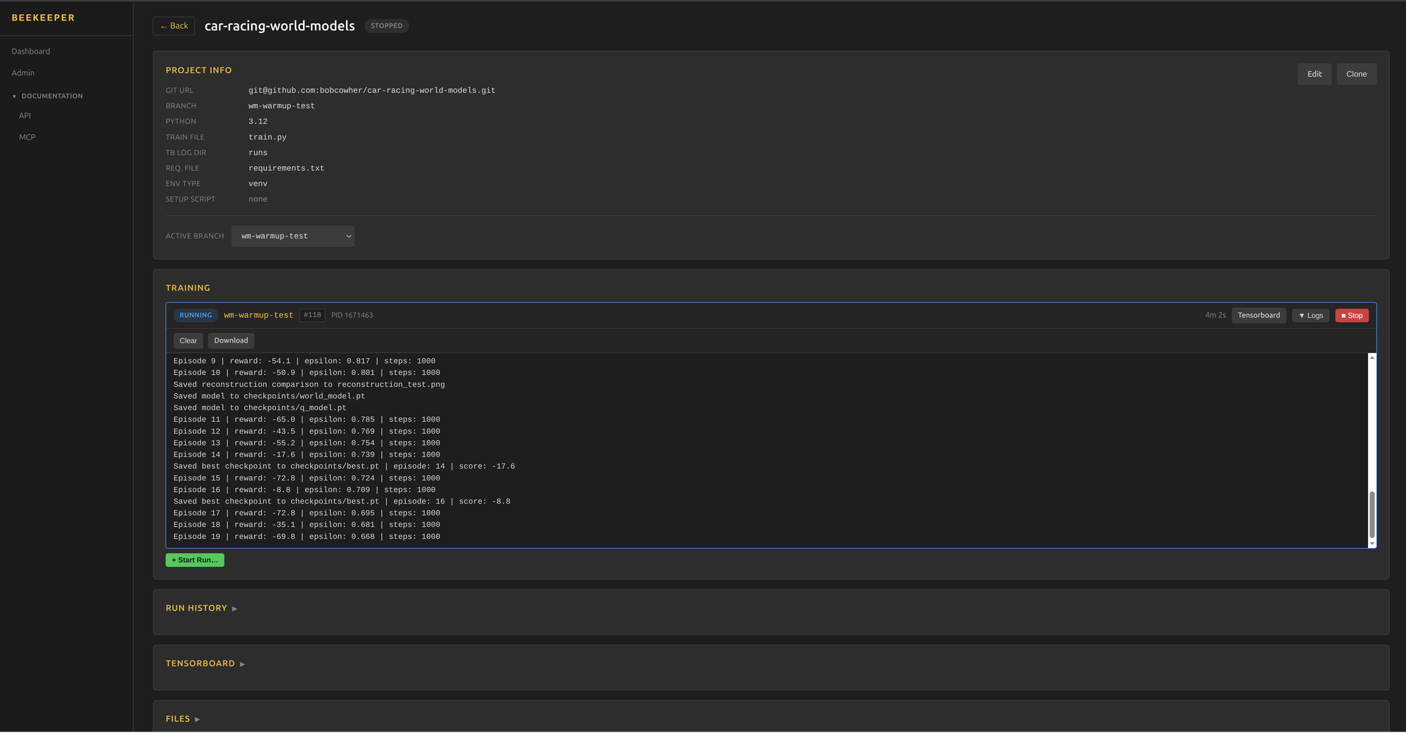 Beekeeper dashboard screenshot